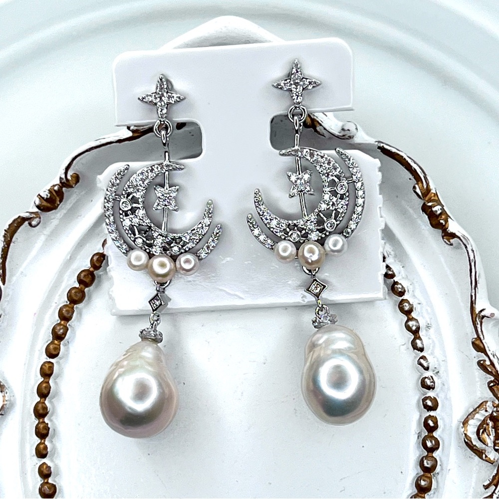 Handmade Freshwater Metallic Edison Pearl ⭐️🌙 Multi Pearl Earrings